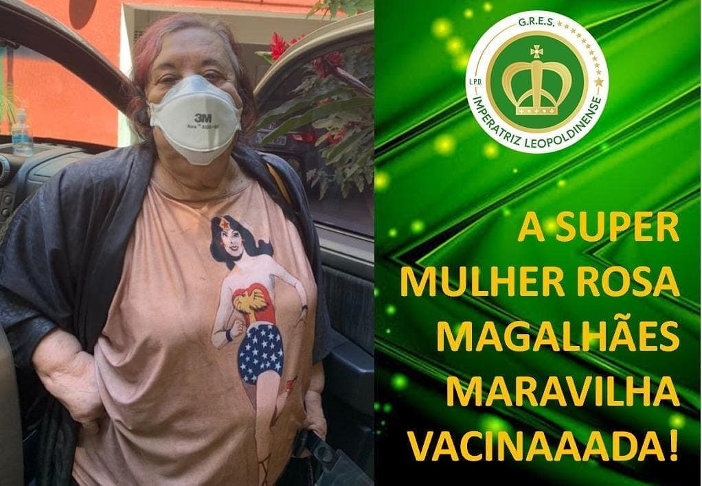 Rosa Magalhães é vacinada no Rio (Foto: Reprodução Instagram)