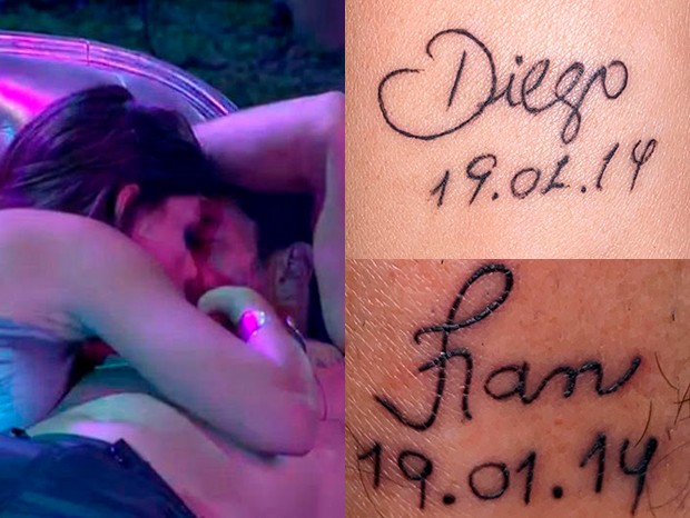 O primeiro beijo entre Franciele e Diego Grossi (Foto: Reprodução/TV Globo e Reprodução/Instagram)