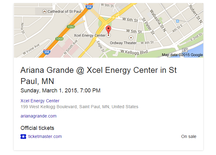 Resultados de busca do Google vão permitir comprar ingressos para shows (foto: Reprodução/Google)