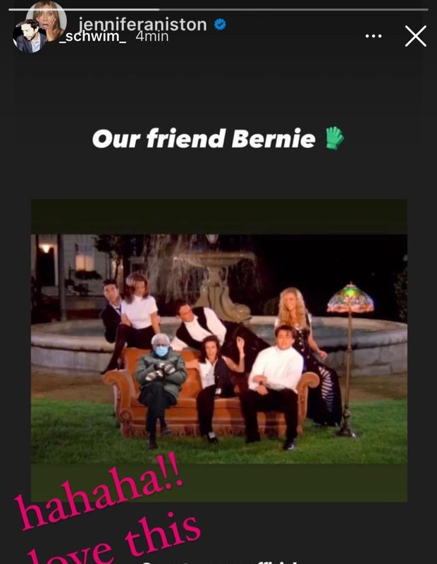 Meme de Bernie Sanders na abertura de Friends (Foto: Reprodução/Instagram)