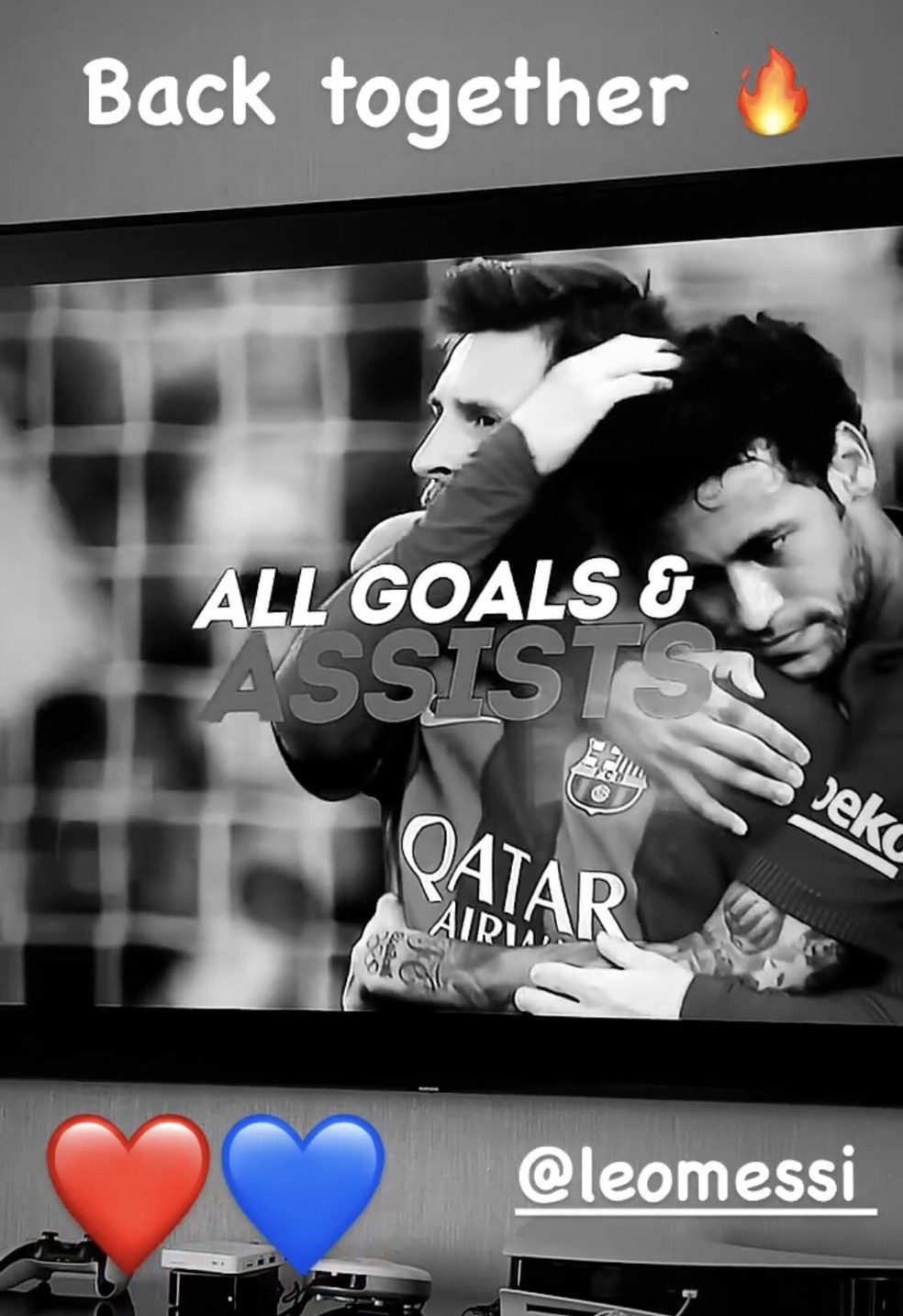 Neymar dá boas vindas Lionel Messi — Foto: Instagram