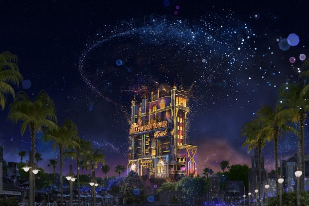 In this artist rendering, the Hollywood Tower Hotel becomes a Beacon of Magic in Disney’s Hollywood Studios at Walt Disney World Resort in Lake Buena Vista, Fla. As part of “The World’s Most Magical Celebration” honoring Walt Disney World Resort’s 50th an (Foto: Divulgação)
