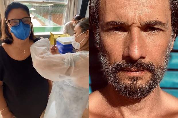 Rodrigo Santoro mostra a mãe sendo vacinada contra a Covid-19 (Foto: Reprodução/Instagram)