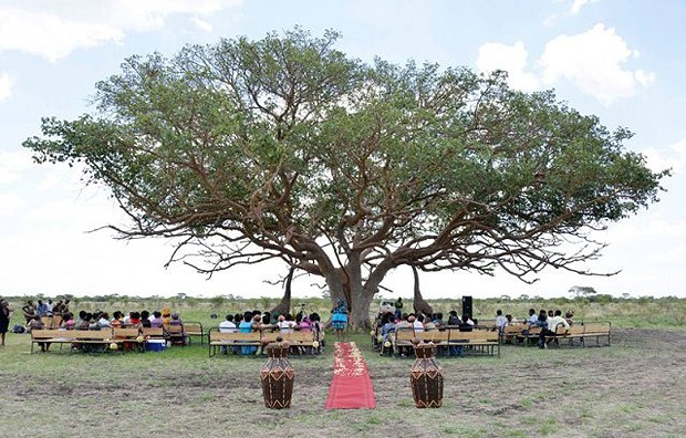 O altar foi montado sob uma linda árvore (Foto: Divulgação)
