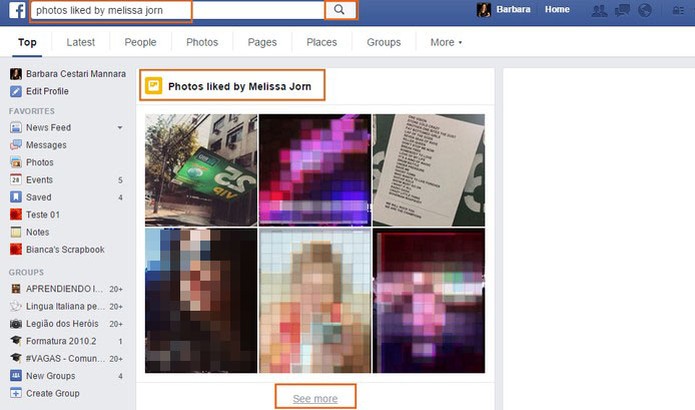Descubra quais fotos um amigo do Facebook curtiu na rede social (Foto: Reprodução/Barbara Mannara)
