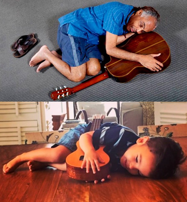 Gilberto Gil imitando o neto, Dom (Foto: Reprodução - Facebook)