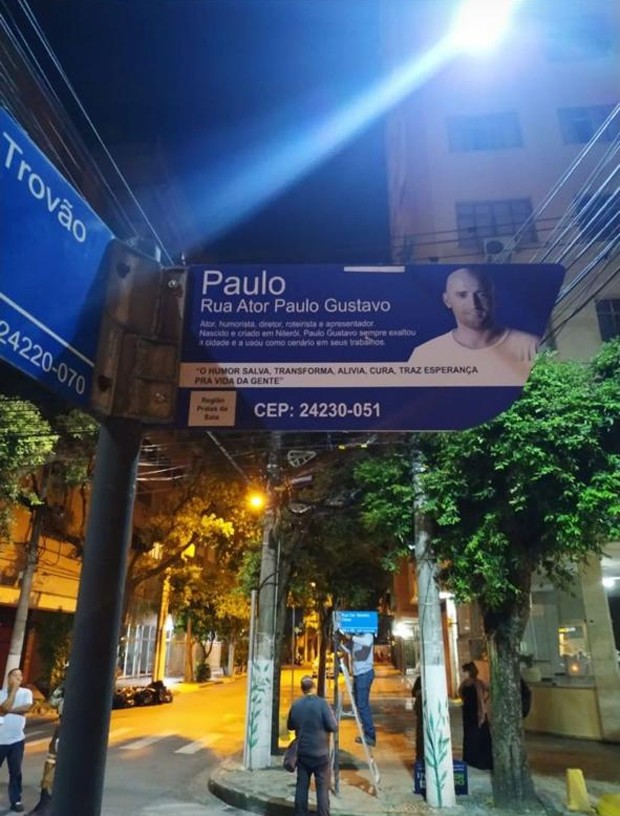 Prefeitura de Niterói começa a instalar placas da Rua Ator Paulo Gustavo (Foto: Reprodução/Instagram)