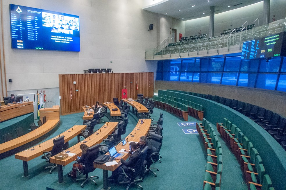 Plenário da Câmara Legislativa do Distrito Federal transmite sessão remota, em imagem de arquivo  — Foto: CLDF/Divulgação 