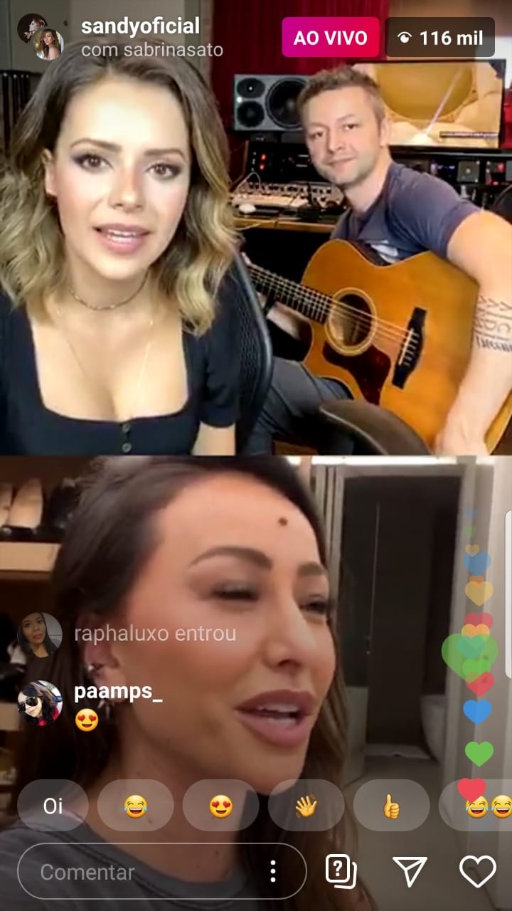 Sabrina Sato invade live de Sandy e Lucas Lima (Foto: reprodução/instagram)