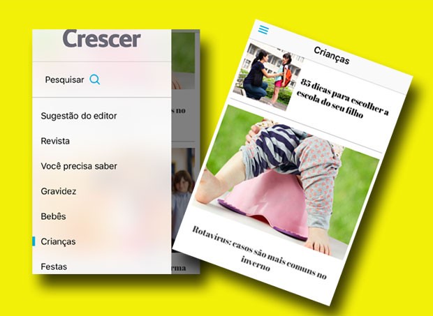 Aplicativo da CRESCER: nosso conteúdo no seu celular (Foto: Crescer/ Editora Globo)