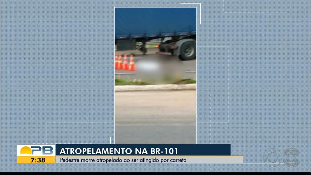 Idoso morre atropelado por carreta na BR-101, em Alhandra, PB