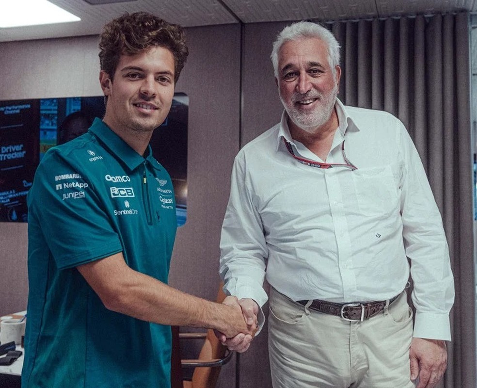 Felipe Drugovich e Lawrence Stroll, dono da Aston Martin — Foto: Divulgação