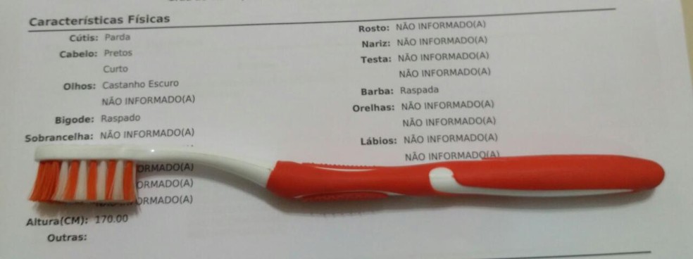 Escova de dente usada na tentativa de assalto, de acordo com a polÃ­cia (Foto: DivulgaÃ§Ã£o/PolÃ­cia Civil)