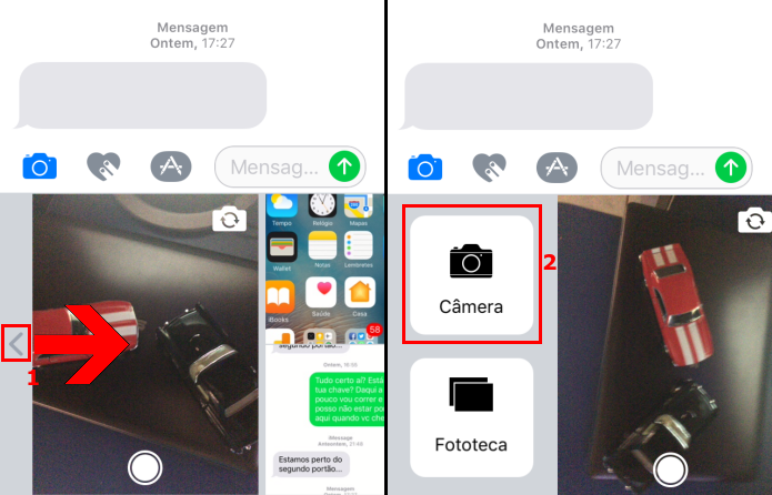 Acessando a câmera do iOS no iMessage (Foto: Reprodução/Edivaldo Brito)