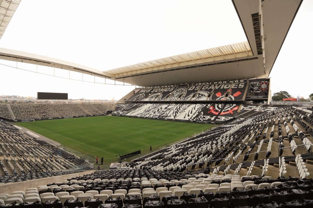 Mosaico na Neo Química Arena para Corinthians x Palmeiras  — Foto: Sergio Cruz/Gaviões da Fiel/Divulgação