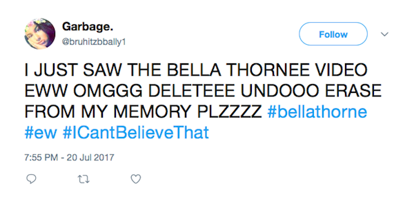 Uma fã fazendo piada com o supost vídeo erótico de Bella Thorne vazado na internet (Foto: Twitter)