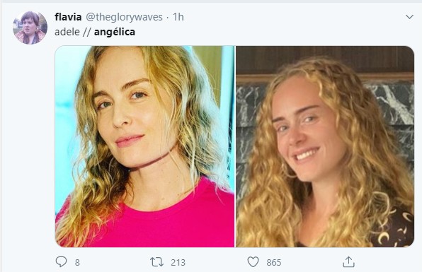 Fãs comparam semelhanças entre Angélica e Adele (Foto: Reprodução / Twitter)
