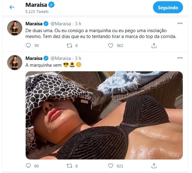 Tweets de Maraisa (Foto: Reprodução/Twitter)