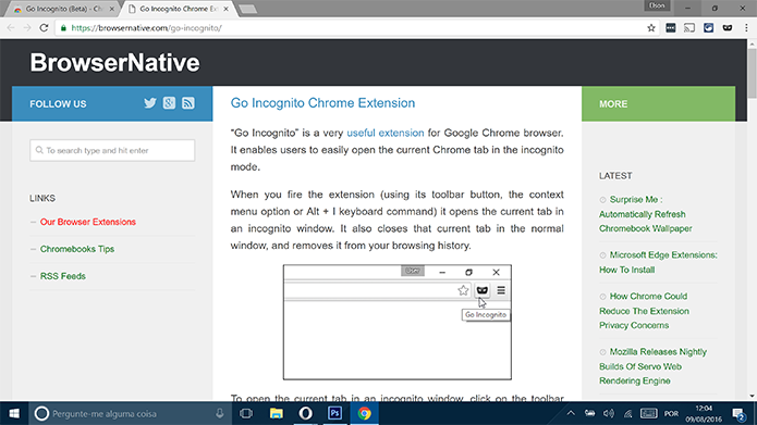Go Incognito abrirá uma página o fim da instalação no Google Chrome (Foto: Reprodução/Elson de Souza)