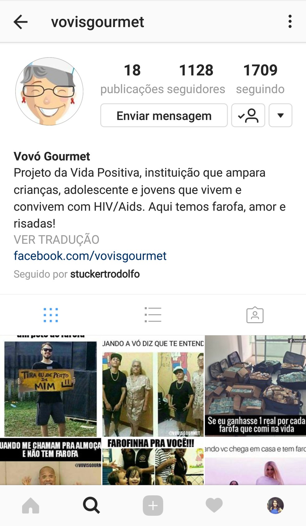 Página em rede social que divulga farofas gourmet em Brasília (Foto: Reprodução)