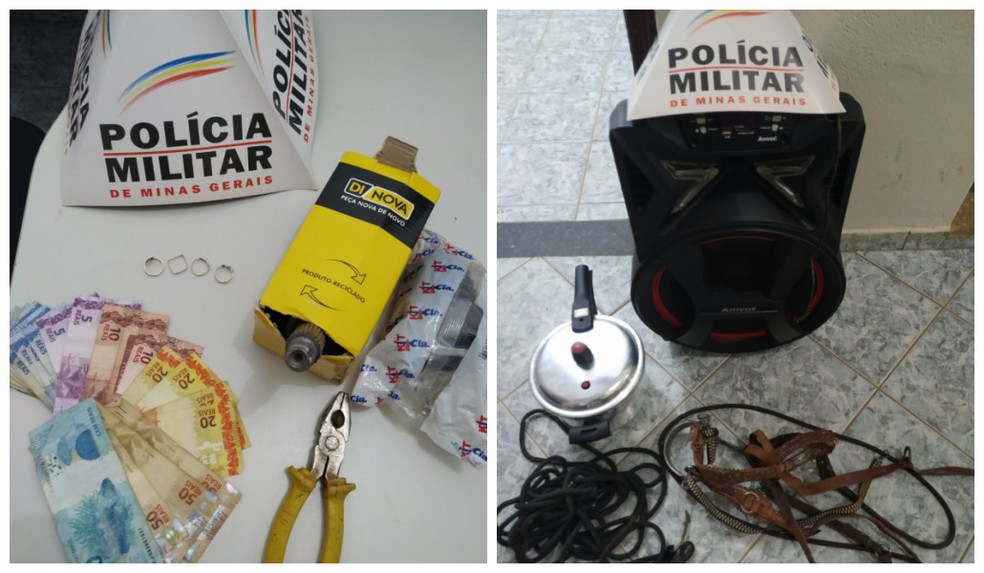 Materiais apreendidos pela PM após o furto — Foto: Polícia Militar/Divulgação