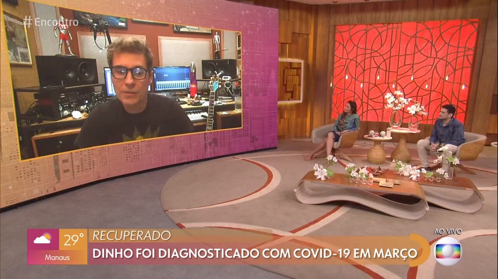 Dinho Ouro participa do 'Encontro' e bate papo com Patrícia Poeta e André Curvello  Foto: TV Globo