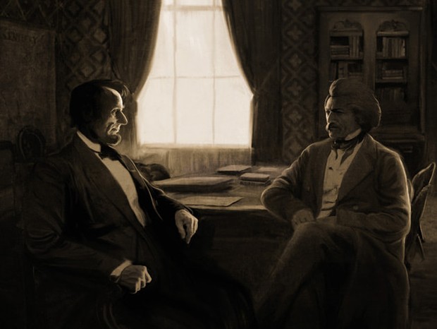 Representação de Abraham Lincoln e Frederick Douglass da série O Dilema de Lincoln, da Apple TV+ (Foto: Reprodução/Apple TV+)