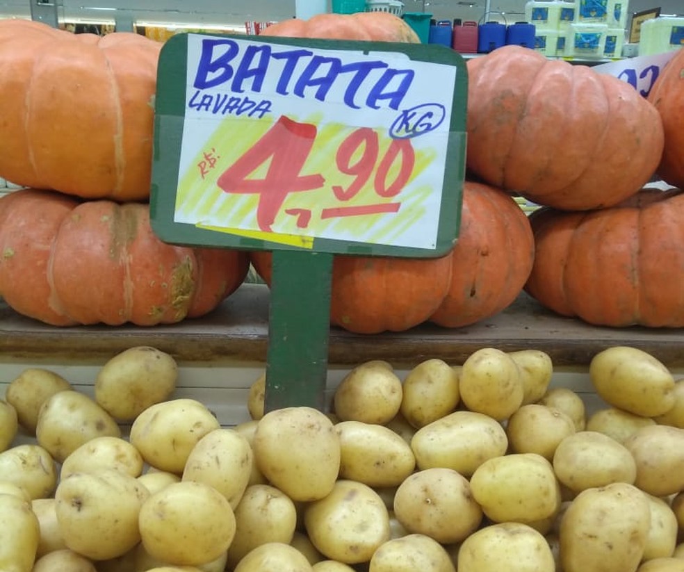 PreÃ§o da batata em BelÃ©m chegou a R$ 4,90 o quilo nesta segunda, dia 28 (Foto: G1 ParÃ¡)