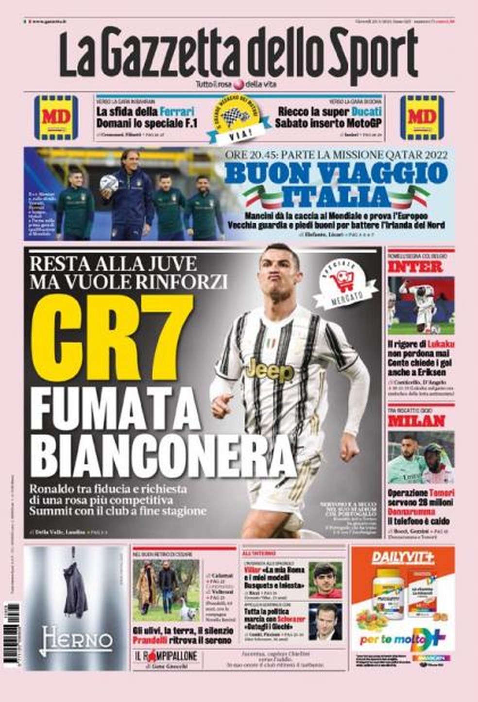 CR7 é capa na Gazzetta — Foto: REPRODUÇÃO