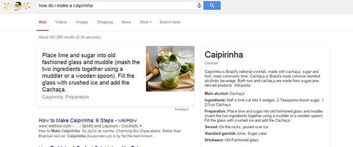 Google mostra receitas de drinks e coquetéis na sua pesquisa (Foto: Reprodução/Barbara Mannara)