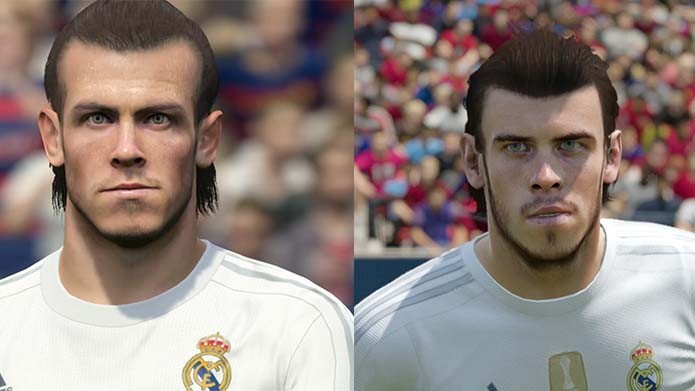Bale em PES 2016 (esquerda) e Fifa 16 (direita) (Foto: Reprodução/Murilo Molina)