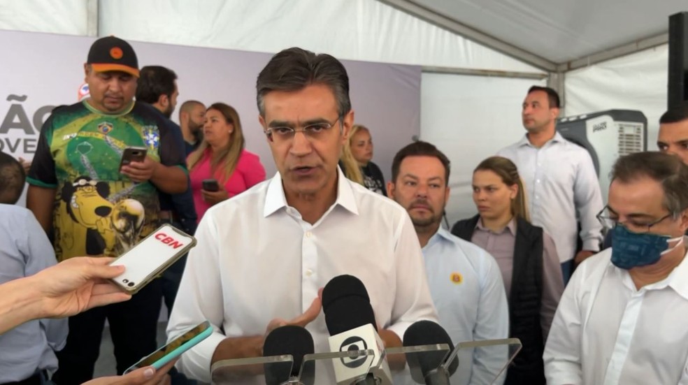 Governador Rodrigo Garcia (PSDB) fala sobre aumento das tarifas de pedágio em dezembro de 2022 — Foto: Reprodução/EPTV