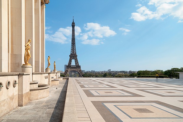 Paris, 10 de abril de 2020 Place du Trocadéro, com vista para a Torre Eiffel,  um dos lugares mais visitados do mundo (Foto: Foto Liza Moura)