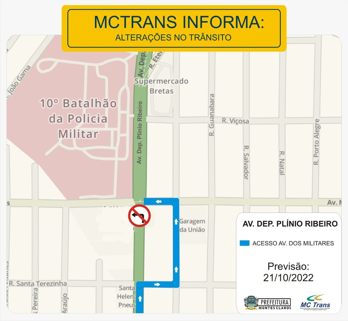 Avenida Deputado Plínio Ribeiro, em Montes Claros, terá alterações no trânsito