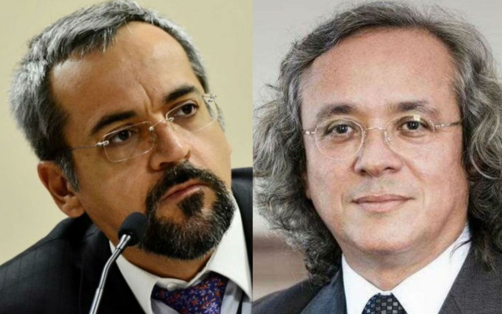 Ministro Abraham Weintraub Ã  esquerda, e reitor da Ufba, JoÃ£o Carlos Salles â?? Foto: Arte G1