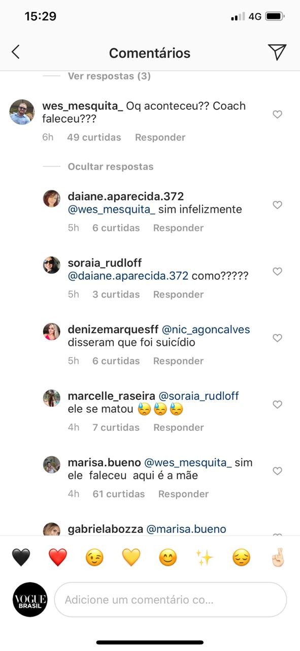 Marisa Bueno confirma a notícia do falecimento do Coach Bueno (Foto: Reprodução/Instagram)
