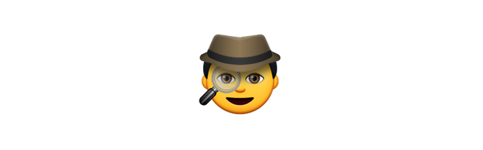 Emoji caracteizado de espião mostra estar investigando algo (Foto: Reprodução/emojipedia)
