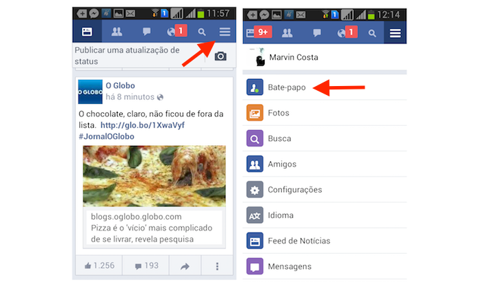 Acessando o bate papo do Facebook pelo Facebook Lite para Android (Foto: Reprodução/Marvin Costa)