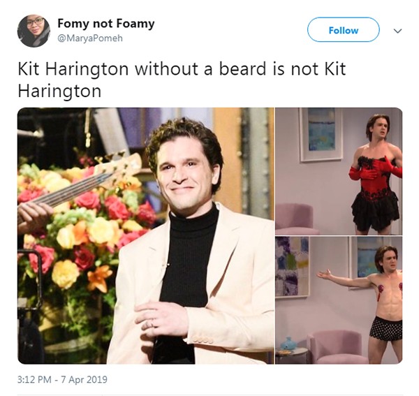 Tweet sobre o novo visual de Kit Harington (Foto: Reprodução / Twitter)