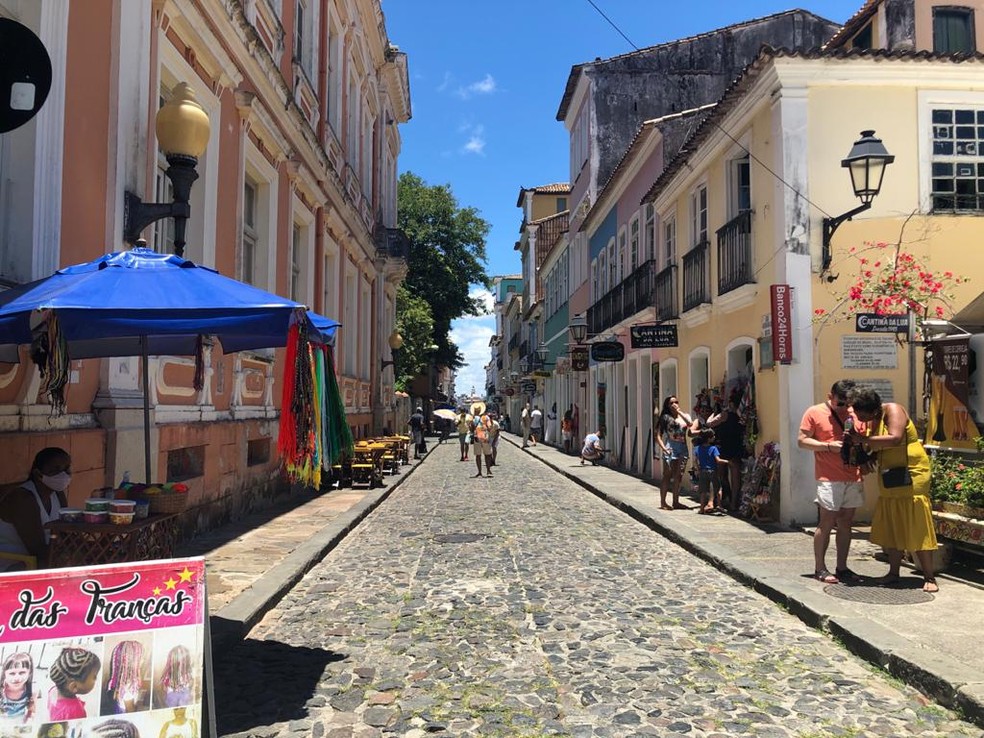 Pelourinho, em Salvador, no período do carnaval — Foto: Valma Silva / G1 BA