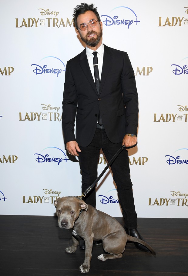 Justin Theroux e sua pitbull Kuma  (Foto: Getty Images)