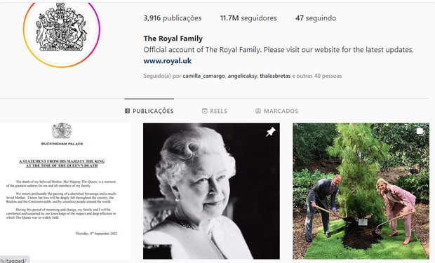 Publicação do perfil da família real britânica (Foto: Reprodução/Instagram)