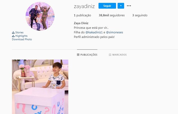 Perfil de Zaya Diniz no Instagram já possui 38 mil seguidores (Foto: Reprodução / Instagram)