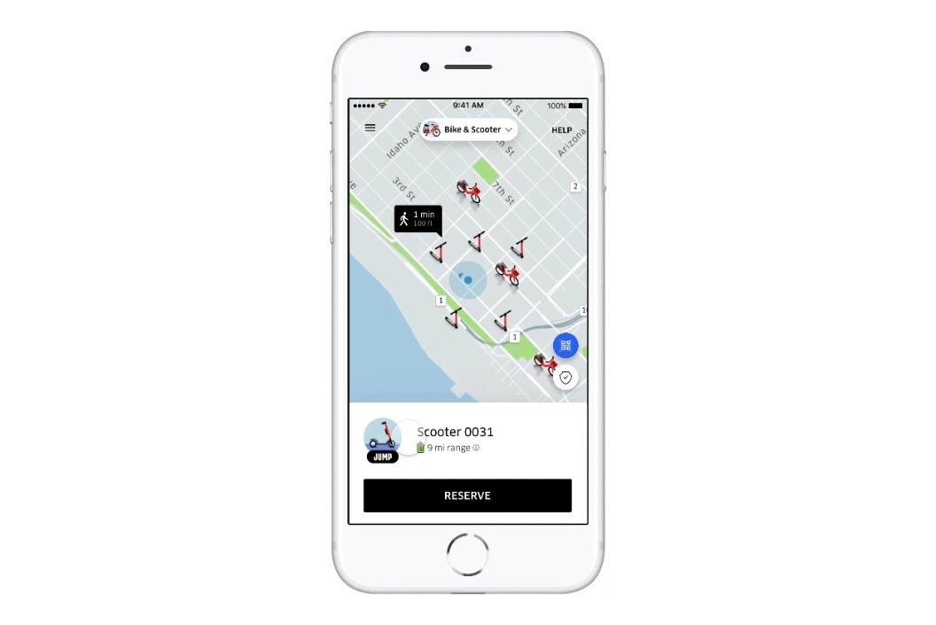 A tela do servio de aluguel de patinetes elétricos da Uber (Foto: Divulgação)