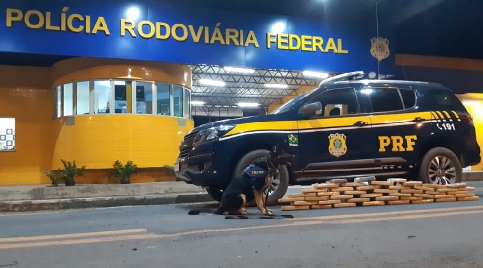 A dona da mala relatou aos policiais que a droga seria comercializada em Teresina — Foto: Divulgação /PRF-PI