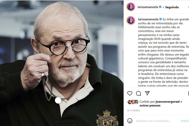 Larissa Manoela lamenta morte de Jô Soares (Foto: Reprodução/Instagram)