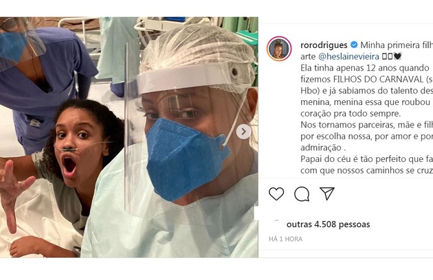 Roberta Rodrigues mostrou fotos de bastidores com Heslaine Vieira e falou sobre sua gratidão ao participar da série (Foto: Reprodução/Instagram)