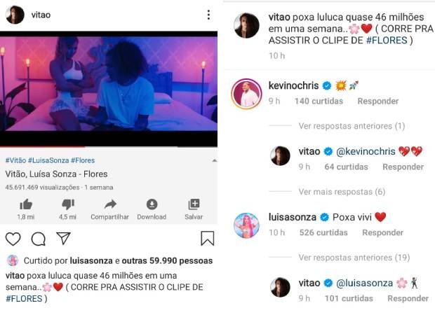 Luísa Sonza e Vitão comemoram 46 milhões de views e trocam apelidos  carinhosos - Quem