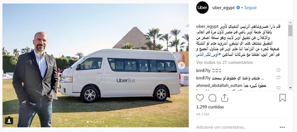 Modelo de microônibus utilizado no Uber Bus — Foto: Reprodução/Instagram