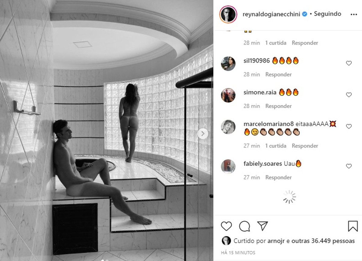 Reynaldo Gianecchini e amiga conquistam elogios com clique dos dois nus (Foto: Reprodução/Instagram)